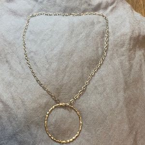 Textured circle silver chain inspired necklace